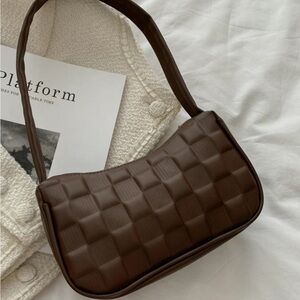 Brown textured faux leather purse